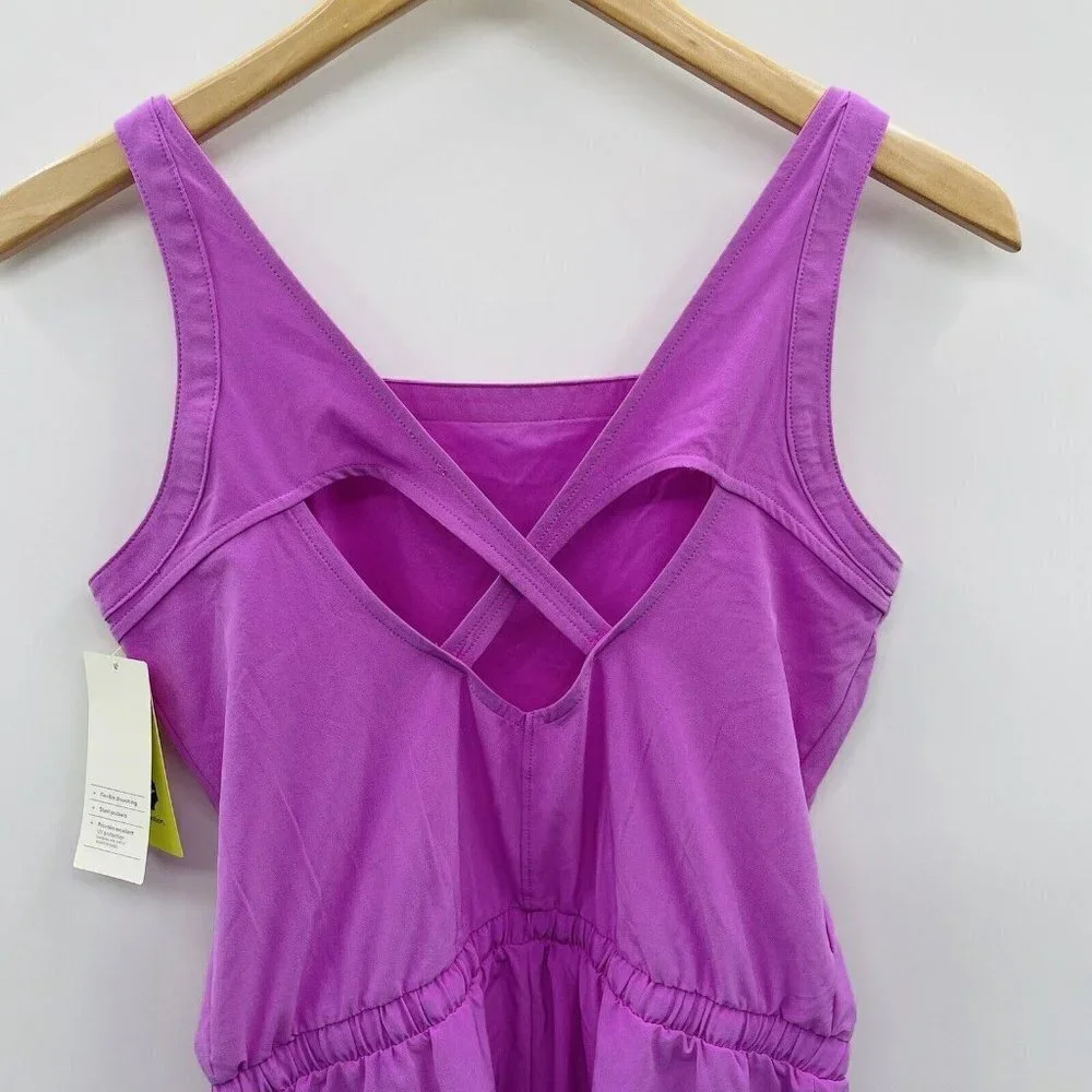 All in Motion Youth Girls XL 14 Sleeveless One Piece Woven Romper in Purple 2224